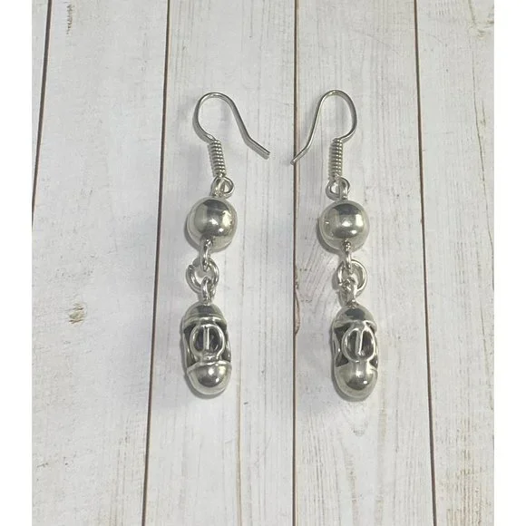 Sterling Silver Filigree Dangle Ball Earrings Hook Pierced Fine - Picture 7 of 7